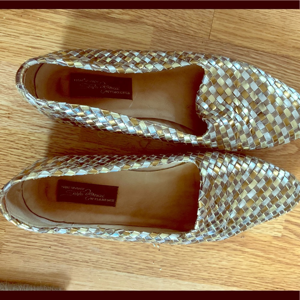 Sesto Meucci Metallic Gold & Silver Leather Loafer